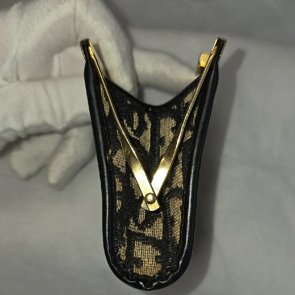 Dior Black and Gold Patterned Wallet